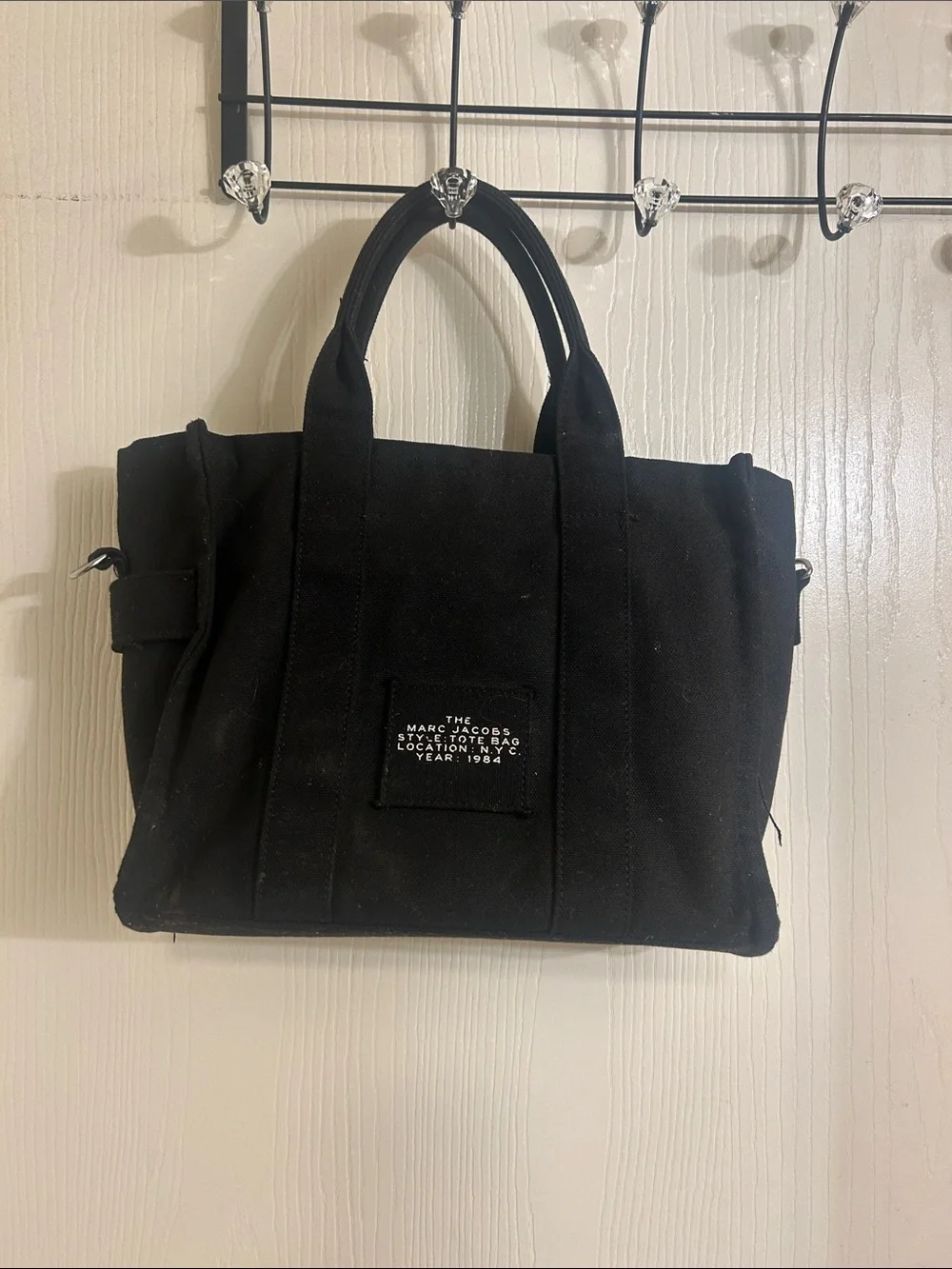 Marc Jacobs Black Canvas Duffel Tote with White Logo